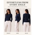 thumbnail image 4 of QUALFORT Women's 100% Cotton Cable Knit Sweater, Crew Neck Lightweight Pullover Sweater for Women, Long Sleeve Knit Top, Navy S, 4 of 7