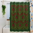 thumbnail image 3 of Vintage Red Roses Extra Long Shower Curtain Set, Waterproof Shower Curtains for Bathroom, Green Abstract Art Floral Ethnic Washable Fabric Bath Curtain for Bathtub Decoration with Hooks 72x96 Inches, 3 of 9