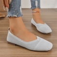 thumbnail image 4 of UDAUDU Women's Knit Ballet Flats Breathable Slip On Shoes Square Toe Business Casual Flats Comfortable Dressy Walking Shoes Gray 7.5 Wide, 4 of 6