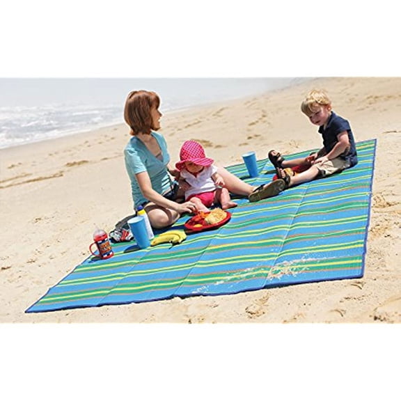 "Camco Handy Mat with Strap, Perfect for Picnics, Beaches, RV and Outings, Weather-Proof Resistant (Blue/Green - 60"" x 78"") - 42805"