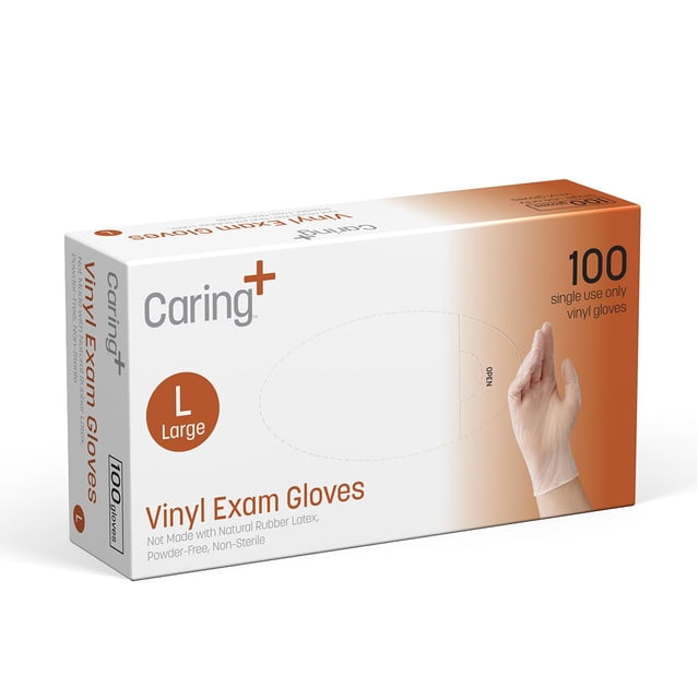 Guantes de examen de vinilo, sin polvo, tamaño mediano, 100 unidades