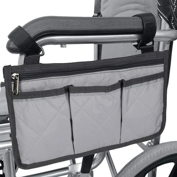 Wheelchair Side Bag Armrest Accessories Storage Bag with Pouches Hang on Side with Bright Line Waterproof Organizer for Wheelchair Walker Pouches Walkers Scooters Mobile Chairs