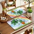 thumbnail image 4 of Lucky St. Patrick's Day Placemats Set of 6, Clovers Gnomes Rainbows Table Mats Washable Heat-Insulation Non-Slip Place Mats for Kitchen Dinner Table Indoor Outdoor Decor,13x19 Inch White, 4 of 9