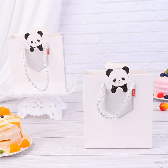 WHAMVOX Panda Themed Bag 12Pcs Small Size Cardpaper Tote for Corporate Events School Projects Retail Businesses