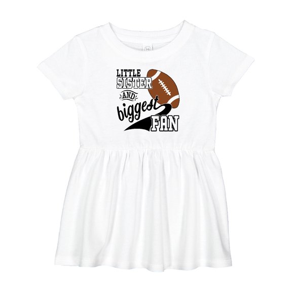 Inktastic Little Sister and Biggest Fan Football Player Girls Baby Dress