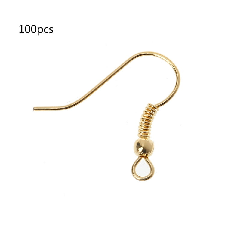 100 or 500 Pieces: Gold Plated Fish Hook Earring Wires with Spring and Ball