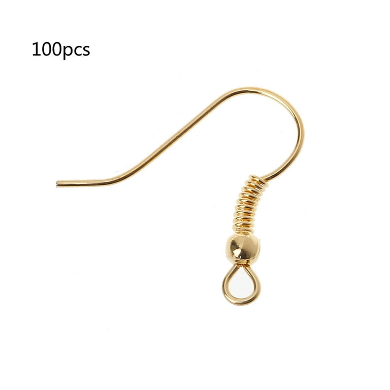 100 Pcs Silver Gold Fishhook Earring Hooks Hypoallergenic Ear Wires Fish  Hooks for Jewelry Making Findings DIY Earring