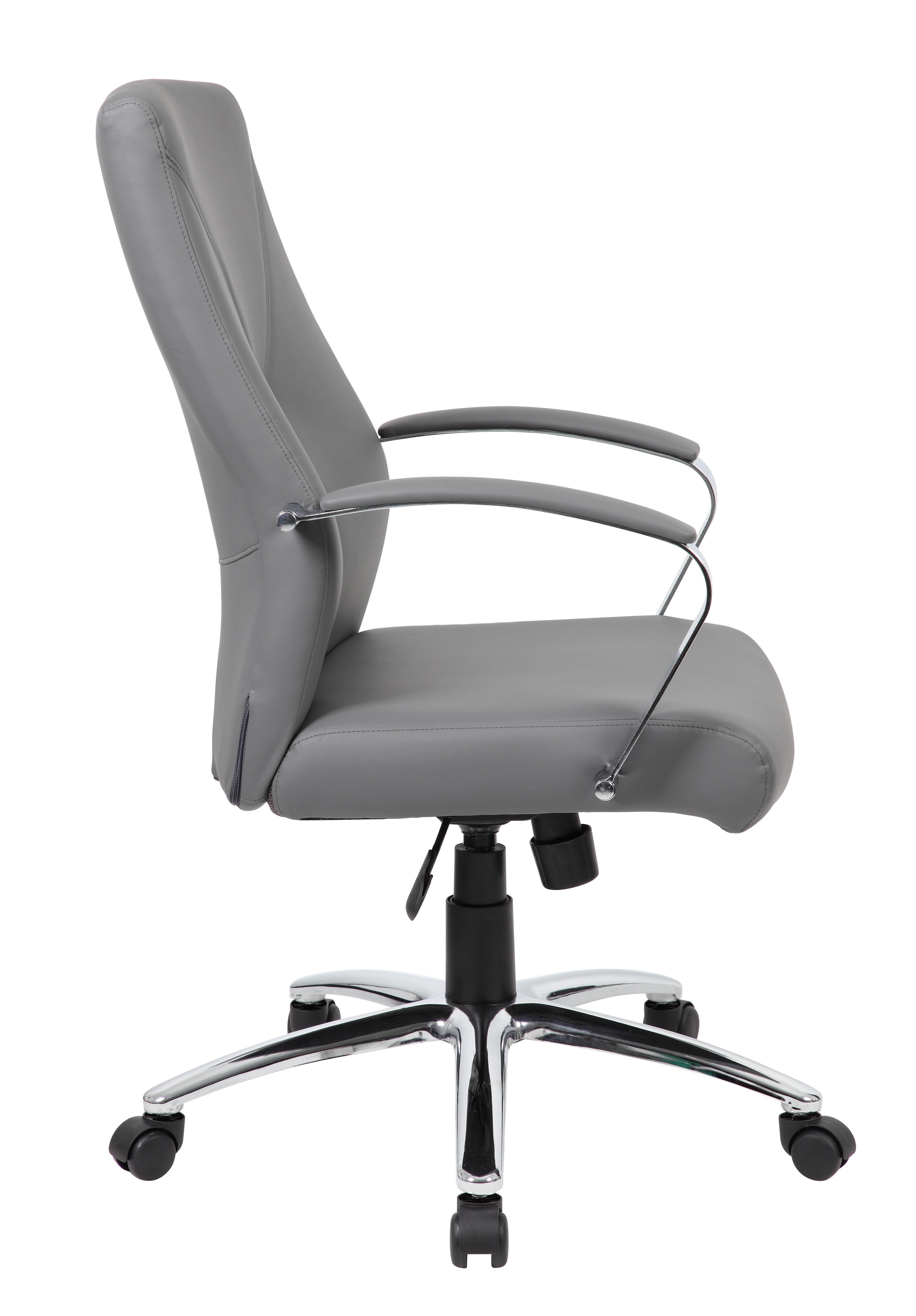 Boss Office Products LeatherPlus Home Office Adjustable Executive Chair with Casters, Grey