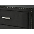 thumbnail image 6 of Modern Glamourous Style 3pc King Size Bed and 2x Nightstands Bedroom Set Black Velvet Upholstery Furniture, 6 of 7