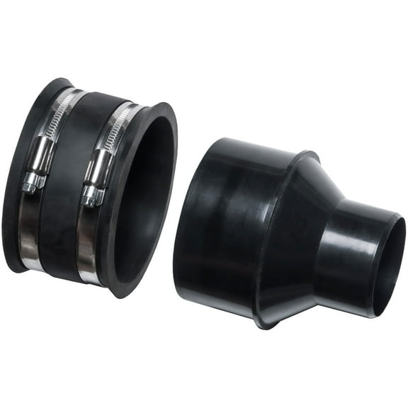 POWERTEC 4 Inch to 2-1/2 Inch Reducer and 4 Inch Dust Control Flex Cuff with Stainless Steel Hose Clamps, Dust Collection Fitting for Woodworking Dust Collection Hose and Dust Ports (70322)