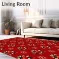 thumbnail image 2 of ODIKA 2'x3' Machine Washable Non-Slip Area Rug, Ornate Poinsettia Interlocking Medallion Holiday Design High Traffic Rug with Pad, Red, 615075, 2 of 8