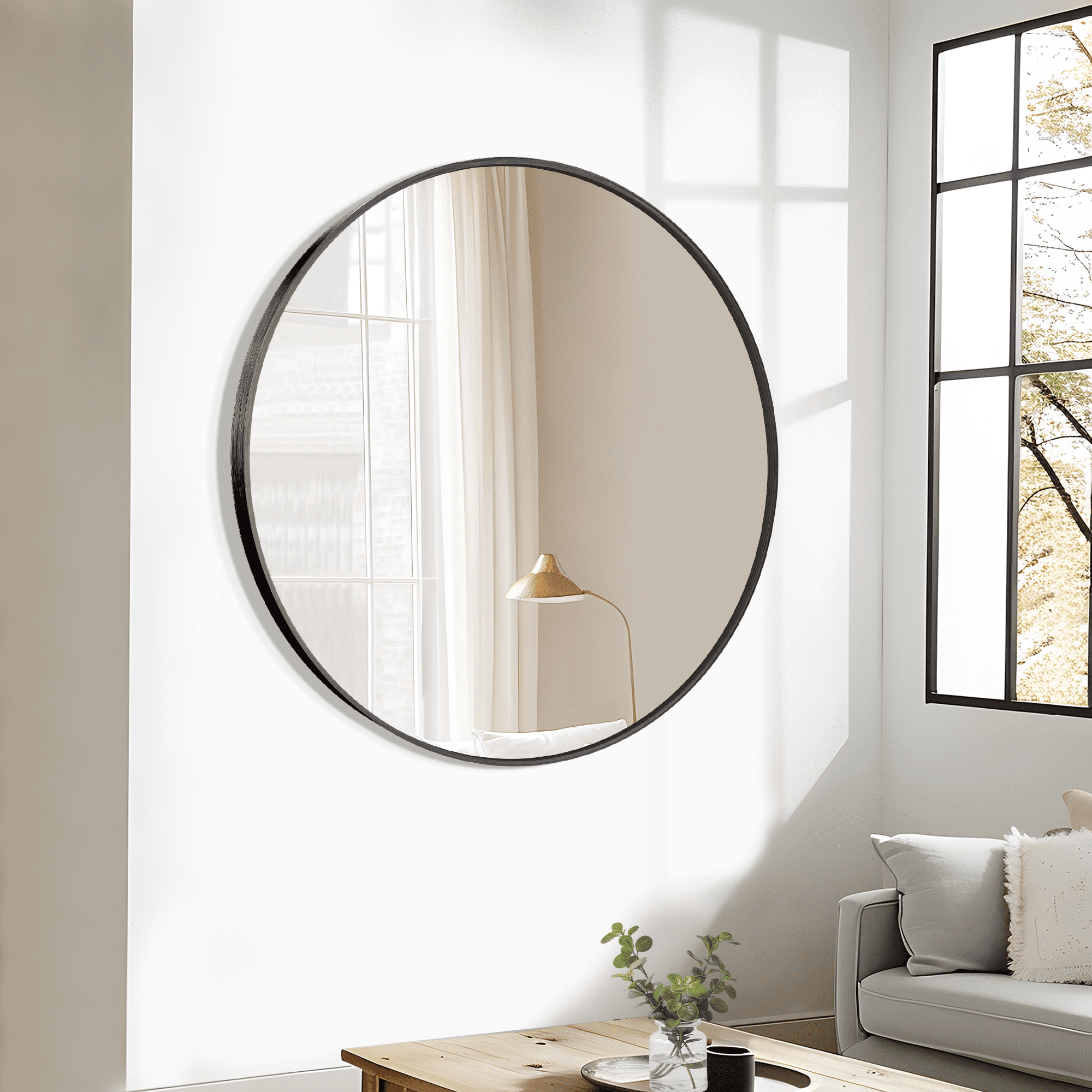 MAYEERTY 31"x31" Wall Mounted Vanity Mirror Modern Bathroom Vanity Mirror for Bedroom
