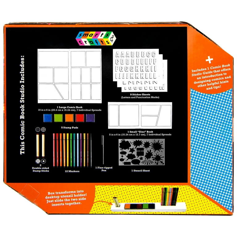 Smarts & Crafts Unisex Make Your Own Comic Book Studio Kit, 33 Pieces,  Unisex, Kids & Teens