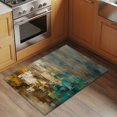 thumbnail image 5 of Teal Brown Abstract Bathroom Rug Washable 2x3 Entryway Rug Non Slip Vintage Mottled Gradient Modern Art Front Door Mat Low Pile Indoor Doormat Throw Floor Carpet for Kitchen Bedroom Entrance, 5 of 9