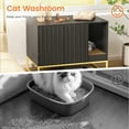 thumbnail image 4 of Veanerwood Fienveorn Litter Box Enclosure,Modern Cat Litter Box Enclosure Furniture Hidden Litter Box with Cat Scratch Pad, Cat Washroom Cat House End Table, Entryway Bench for Livingroom (Black), 4 of 8