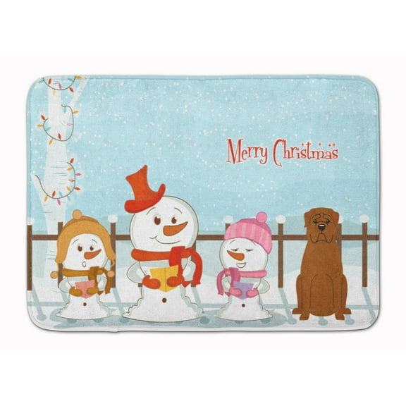 Merry Christmas Carolers Dogue de Bourdeaux Machine Washable Memory Foam Mat