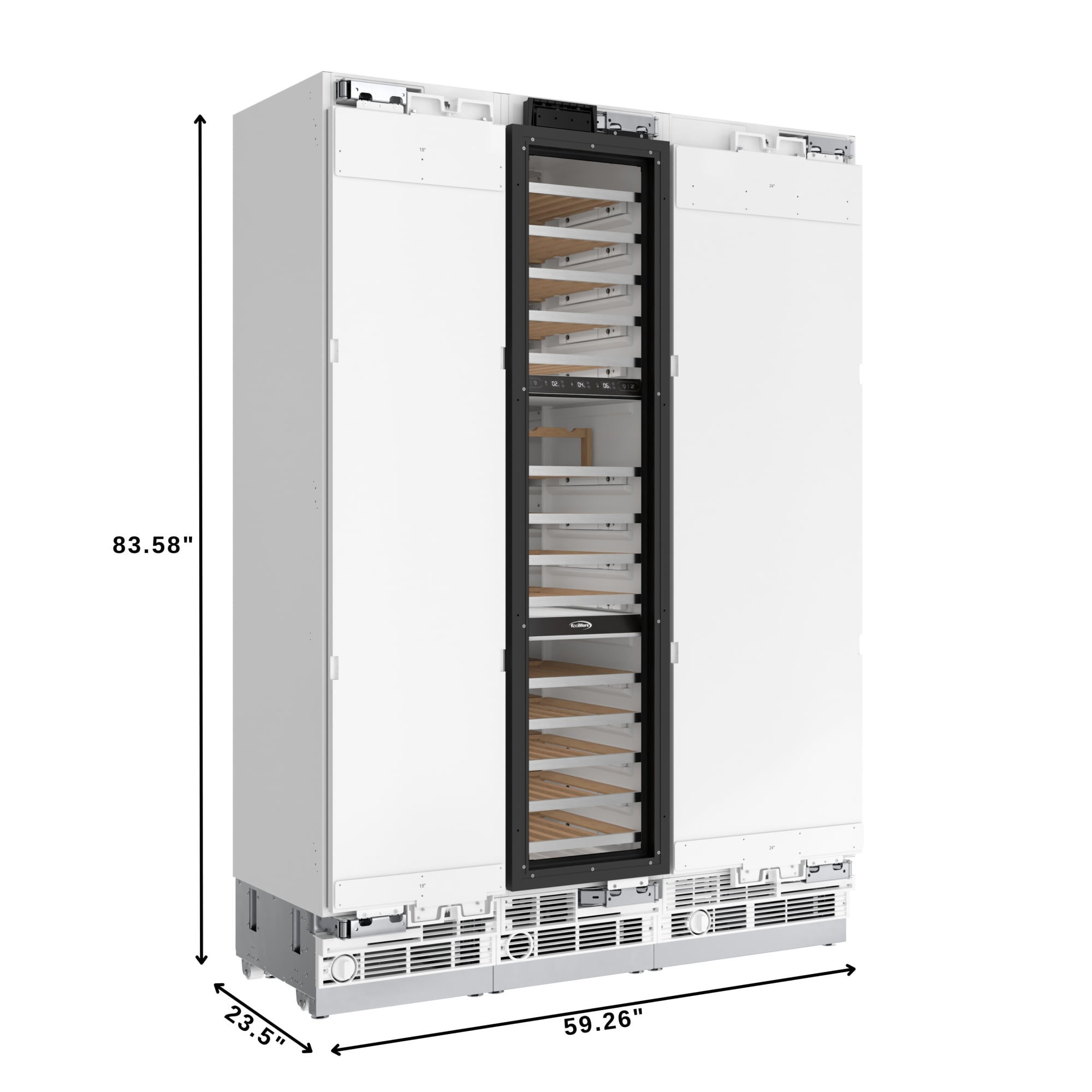 KoolMore Reserve Panel Ready 24 in. Column Refrigerator with a 18 in. Wine Cooler and 18 in. Freezer