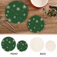 thumbnail image 4 of Wobogo Green Background with Snowflakes Trivets Potholders Set of 2 Cotton Woven Round Hot Plate Mats for Hot Dishes Bowls Teapots, 4 of 7