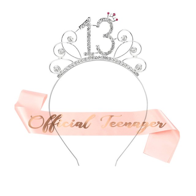 Conjunto de cumpleaños 13 11 10 15 21 30 40 50 60 Cintas para el pelo Cinturón de etiqueta Correas de hombro estampadas
