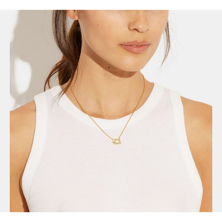 安心の国内発送♪お洒落☆COACH☆ Pave Signature Necklace Coach Pave Signature Necklace gold one size - Walmart.com