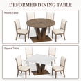 thumbnail image 4 of AHB 47.3" Round Dining Table for 4-6, Solid Wood Pedestal Base, Brown Modern Kitchen & Dining Room Table with a Replaceable Square Marble Tabletop, 4 of 10