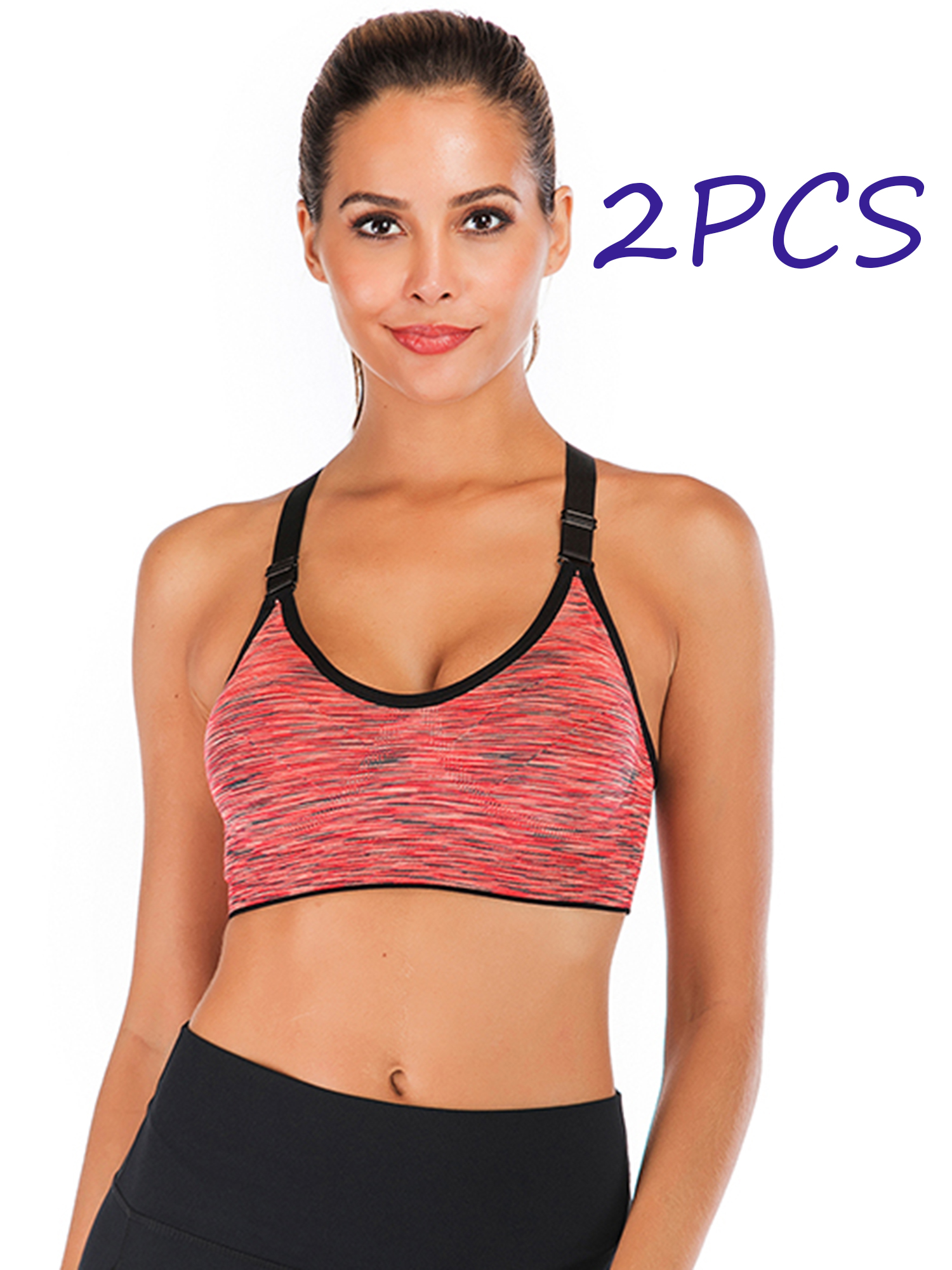 DODOING Sports Bra Juniors 2 Pack Seamless High Impact Support Workout