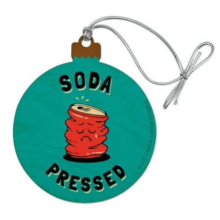 Soda Pressed Pun So Depressed Funny Humor Wood Christmas Tree Holiday