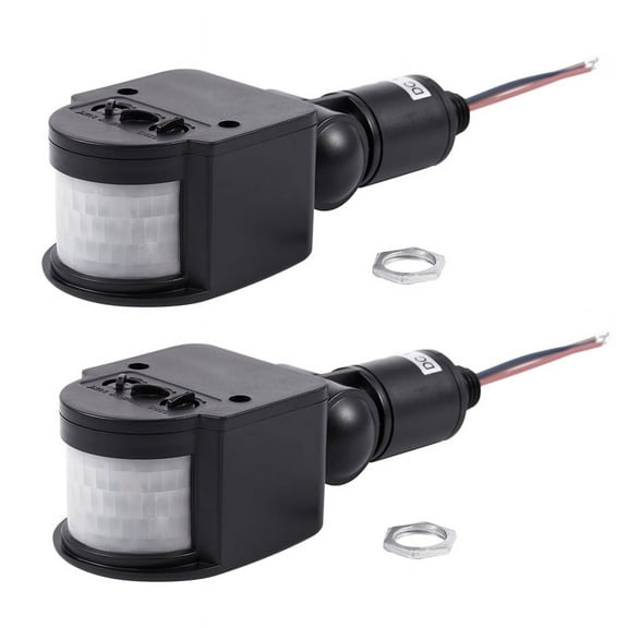 2X Outdoor 12V DC Automatic Infrared PIR Motion Sensor Switch for LED Light, Black