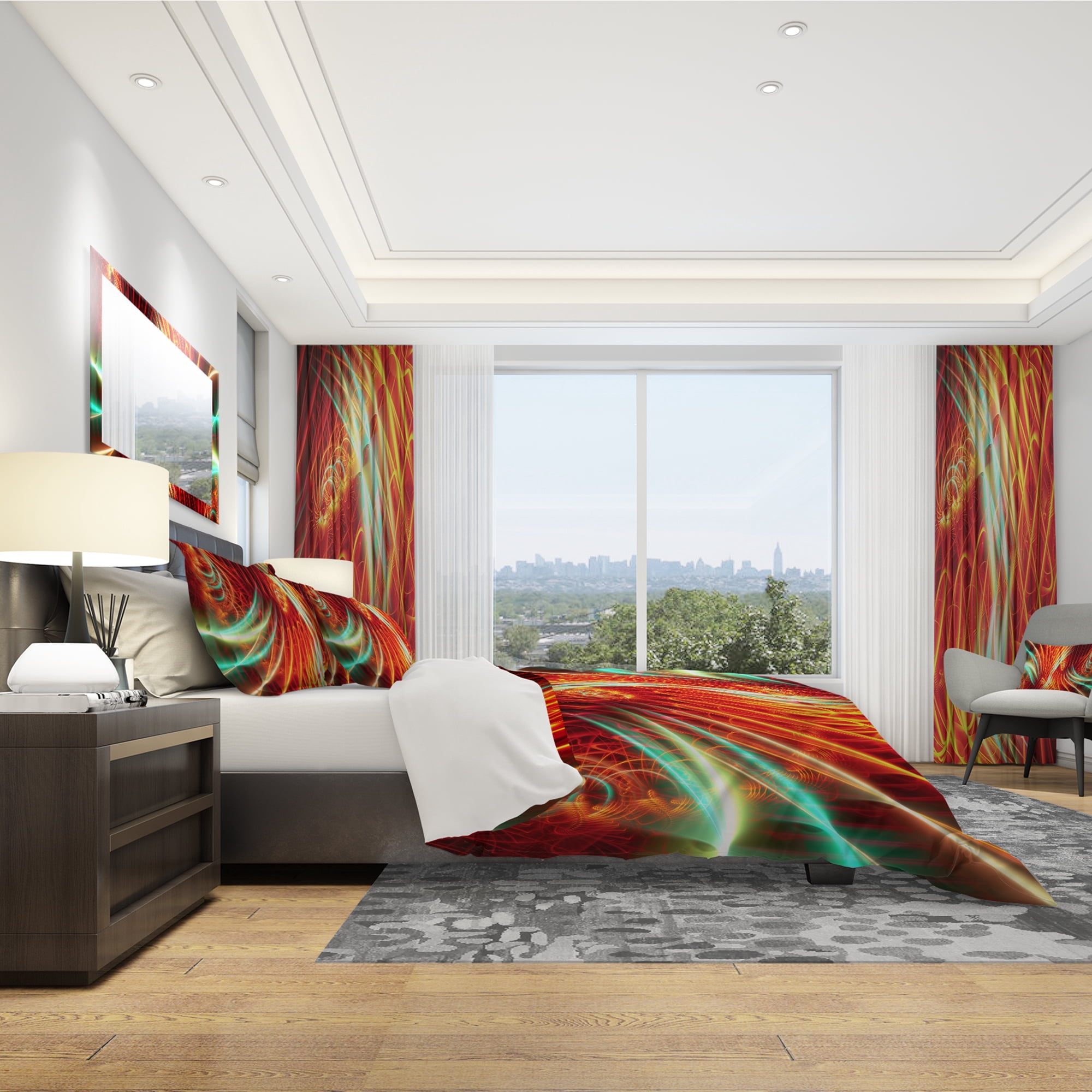 Designart 'Light Show Abstract' Modern & Contemporary Duvet Cover Set