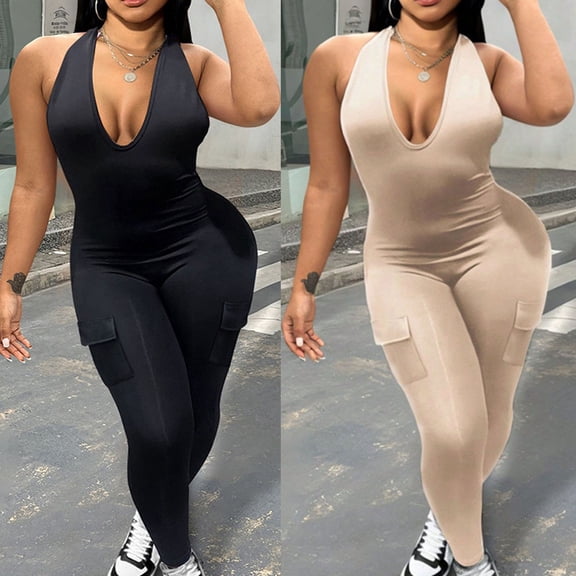 Shapewear for Women With Tummy Control Women's Fashion Tight Solid Color Zipper Stripe Splicing Jumpsuit Shapewear Bodysuit Black Xxl