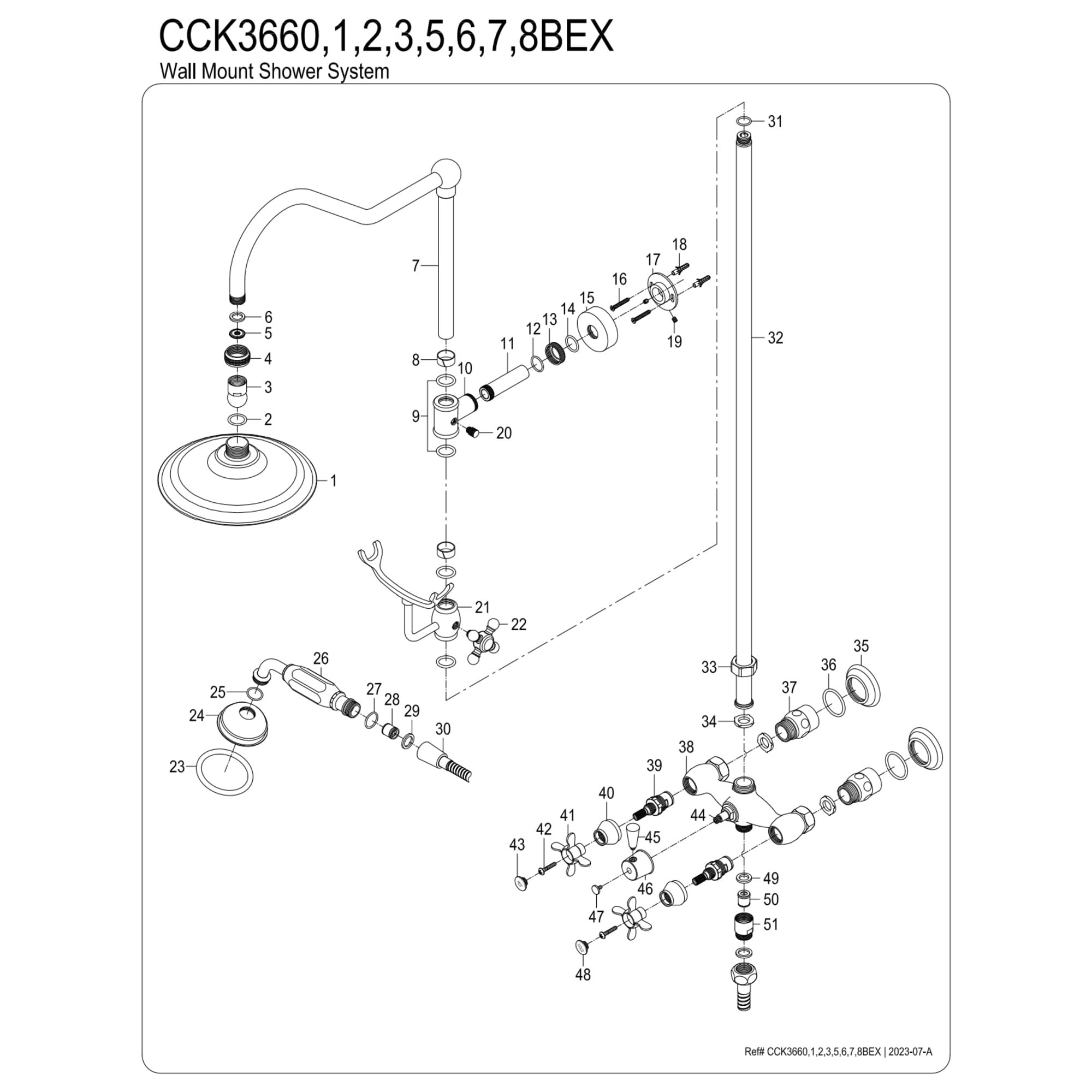 Kingston Brass CCK3666BEX Essx Wall Mount Rain Drop Shower System with Hand Shower, Polished Nickel