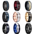 thumbnail image 2 of Anillo de carburo de tungsteno con borde biselado y ranura azul de 8MM para hombre, anillo de fibra de carbono azul con dragón celta negro, anillo de boda para hombre Tan Jianjun unisex, 2 of 2