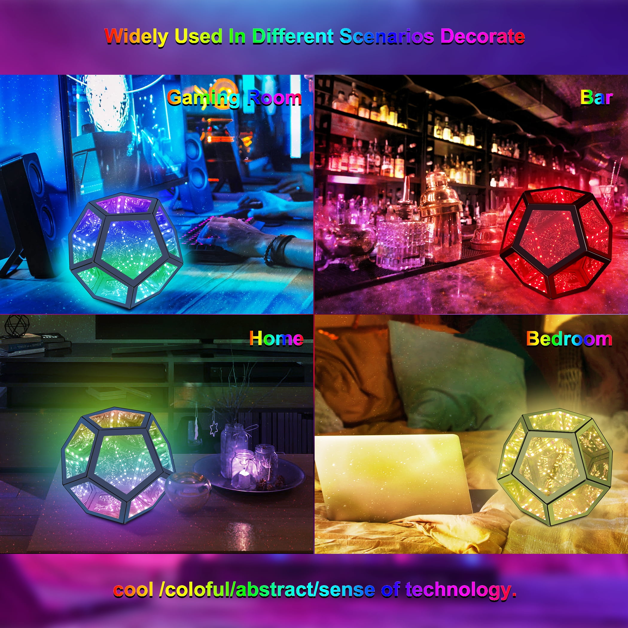 Lamp Depot Infinity Dodecahedron Color-Changing Table Lamp LED Art Mood Lamp Desktop Night Light Christmas Gift w/ Remote and APP Control