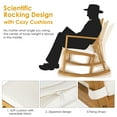 thumbnail image 4 of Gymax Outdoor Acacia Wood Rocking Chair Wooden Patio Rocker w/ Beige Cushion, 4 of 7