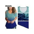 thumbnail image 3 of Orqqct Women Gradient Cold Shoulder Short Sleeve Round Neck Casual Tops, 3 of 4