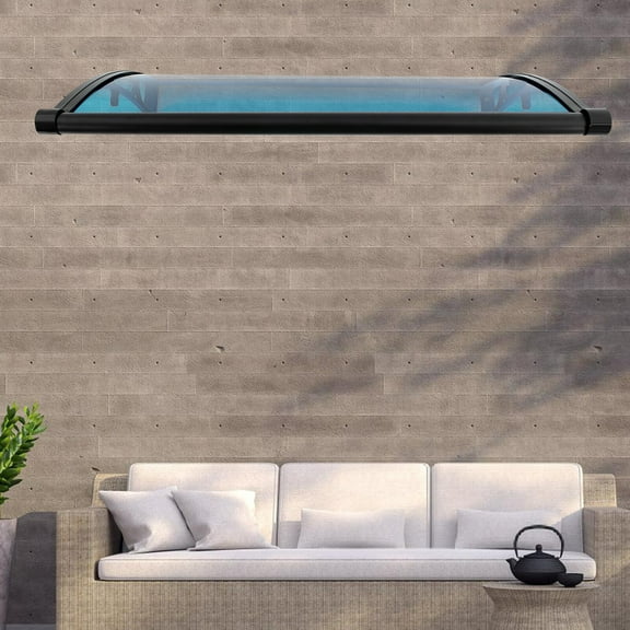DENEST Wall Mounted Window Patio Awning Canopy, Black Lake Blue, Front Doors Overhang Awning for Sun Shutter 60 X 100cm