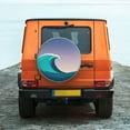 thumbnail image 7 of DouZhe Waterproof Spare Tire Cover, Minimalist Ocean Sea Wave Prints Adjustable Wheel Covers Fit for Jeep Trailer RV SUV Car, 15 inch, 7 of 7