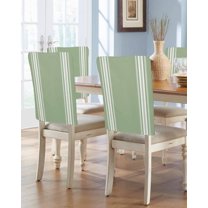 nqOlkjepod Sage Green Chair Covers Set of 6, Decorative Chair Back Cover, Farmhouse Sage Green White Striped Dining Room Chair Slipcovers Removable Chair Protectors Covers for Party Banquet