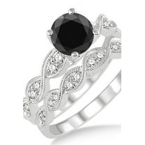 1.5 Carat Black Diamond inertwined Bridal set on 10k White Gold