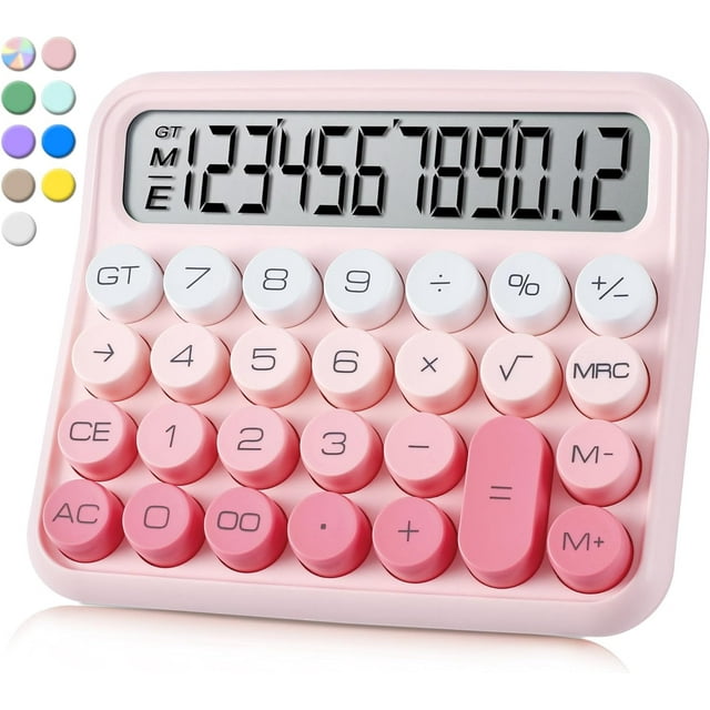 Calculadora mecánica con interruptor, calculadora con pantalla LCD grande de 12 dígitos y botones, calculadora con pantalla LCD grande