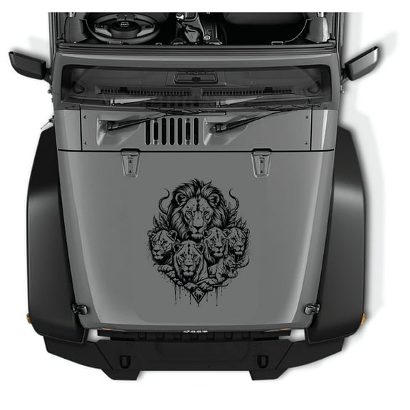 AnyStickerYouWant - The Courageous Lion Pride Vinyl Graphic Hood Decal Sticker, 22" Tall Waterproof Vinyl Hood Decal - Fits on & Compatible with Jeep Wrangler & Jeep Gladiator
