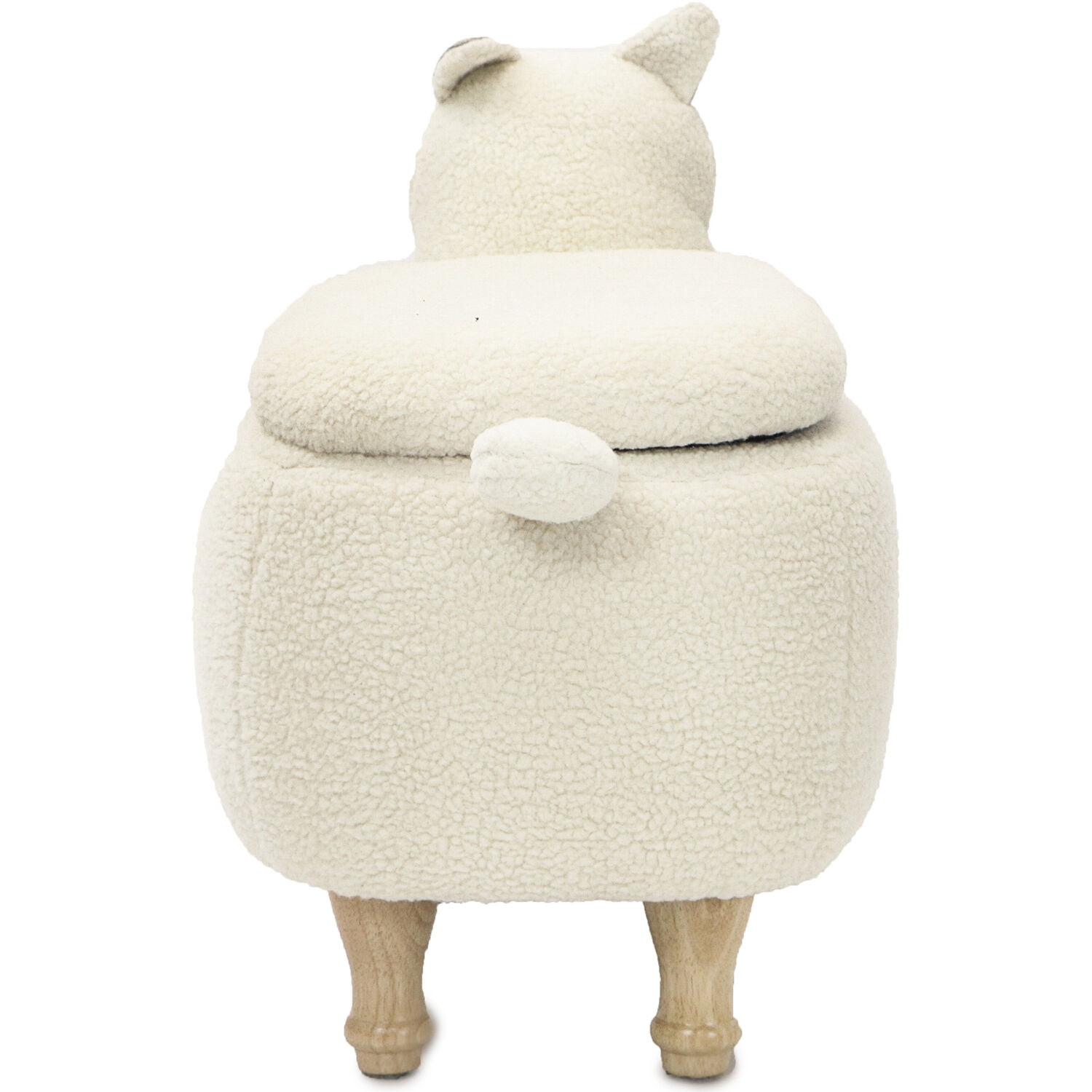 Critter Sitters 15" Seat Height Plush Animal Shape Storage Ottoman Furniture for Nursery, Bedroom, Playroom & Living Room Decor (White Llama)