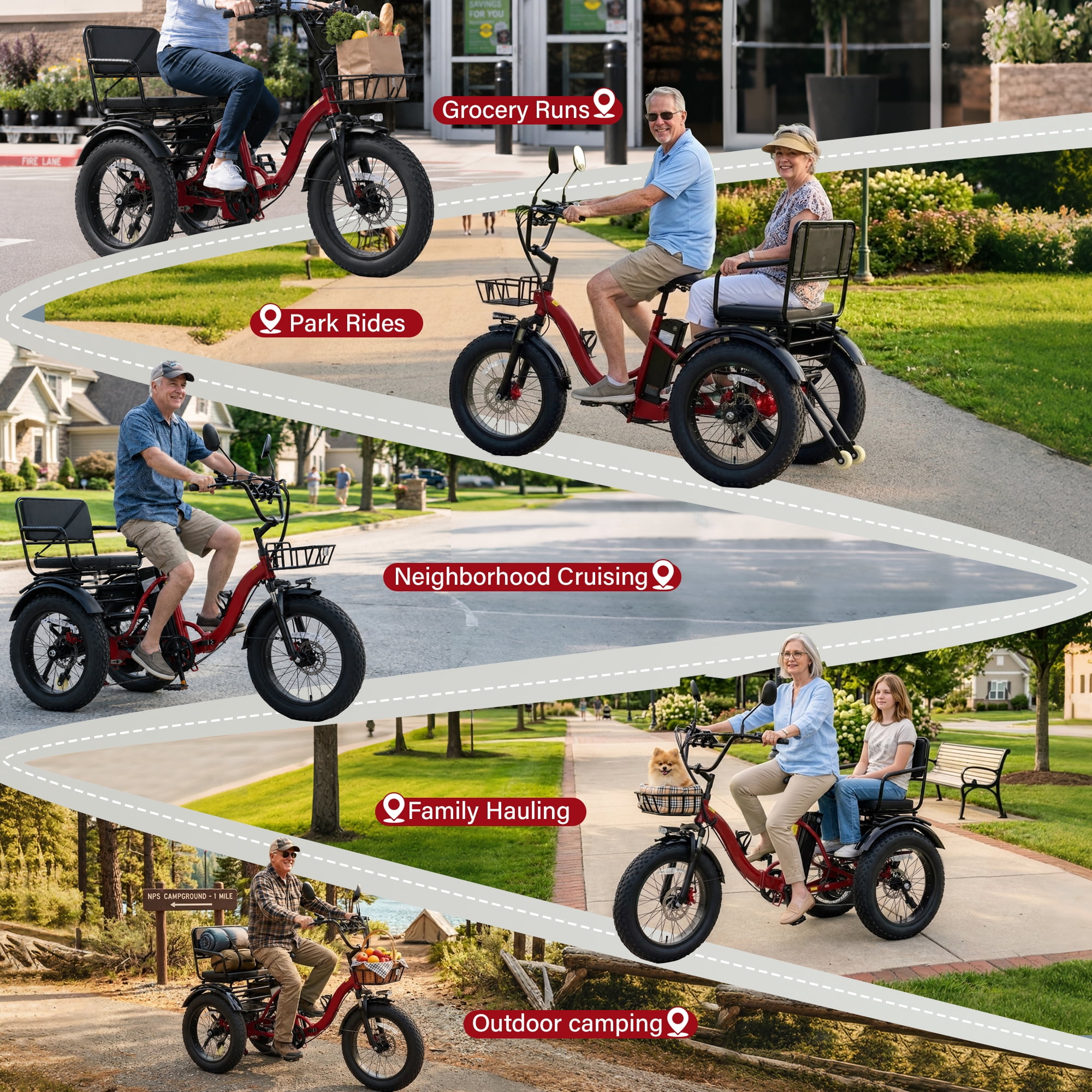 Broobey Two-Seater Electric Tricycle for Adults, 750W 3 Wheel Electric Trike with 48V 15.6Ah Removable Battery, Up to 18.6 MPH, 20" x 4.0 Fat Tires, Passenger Seat, Rear Basket