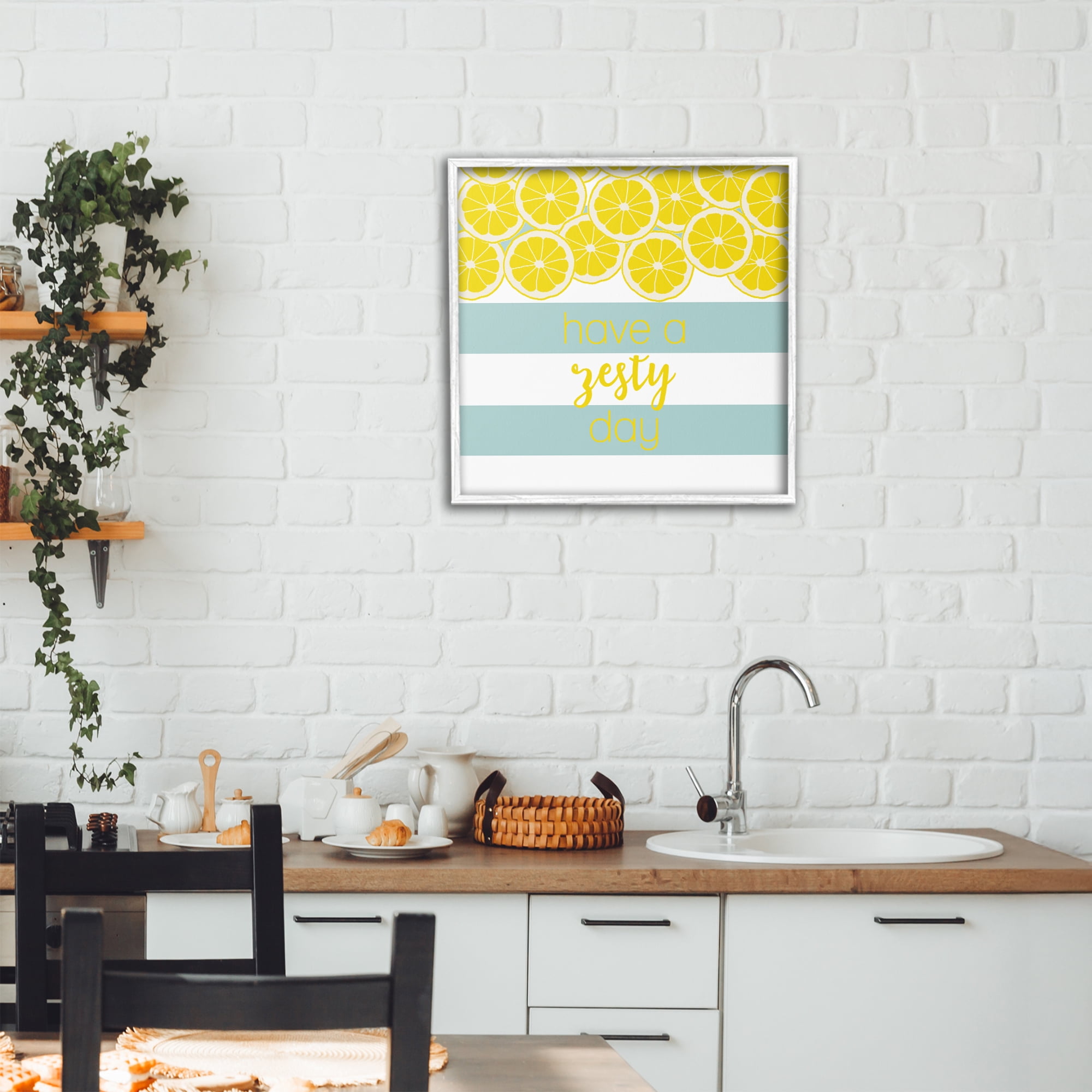 Stupell Industries Zesty Citrus with Stripes White Framed Giclee Art, design by Anna Quach