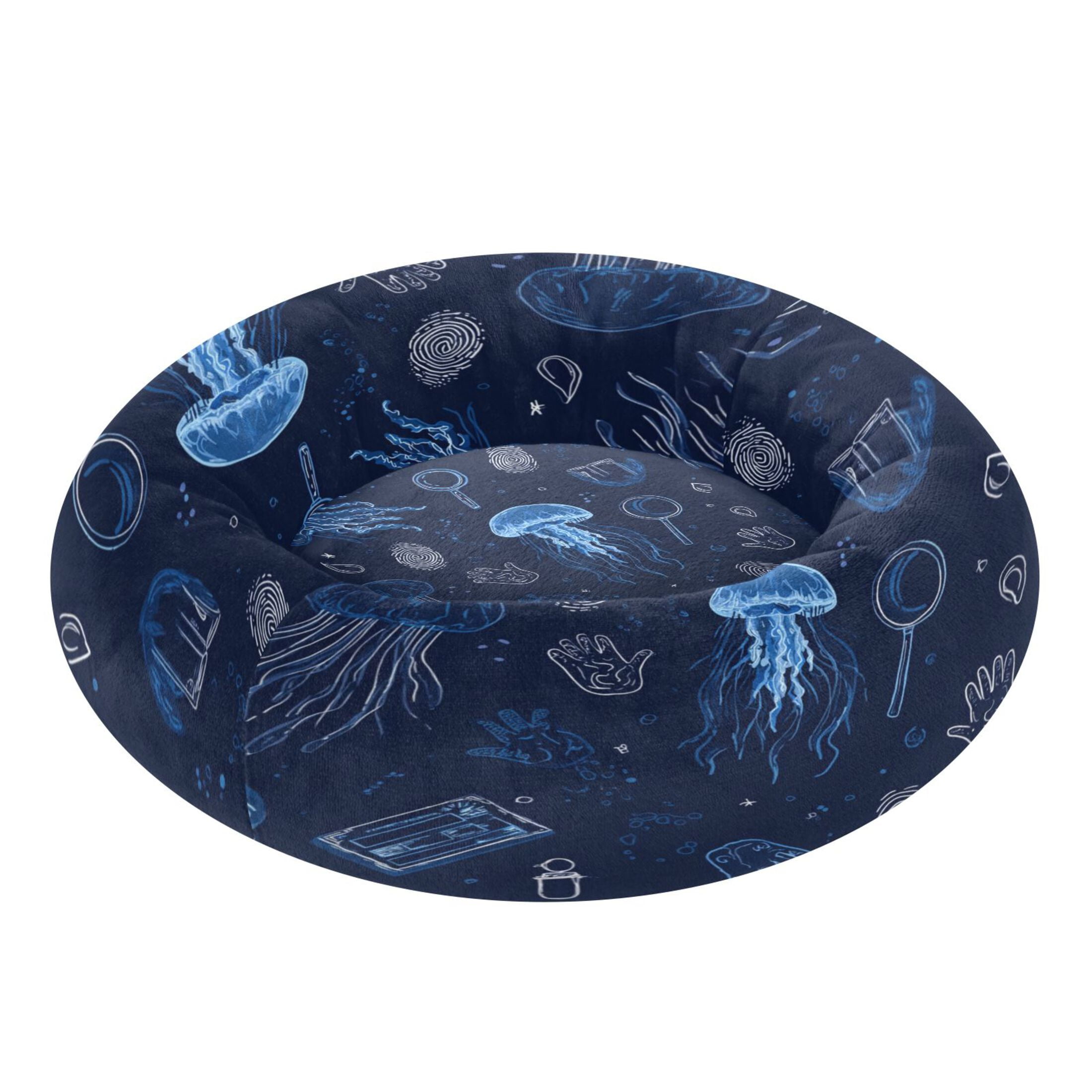 Iauyy Pet Couch Donut Cat Bed for Indoor Cats/Small Dogs Washable & Machine with Non-slip Bottom Calming Cat Furniture, Upward Jellyfish (M)