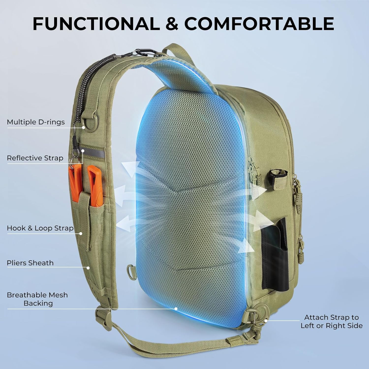 KastKing Karryall Sling Tackle Bag–Fishing Sling Pack,Fishing Backpack With Rod Holder, Gear Storage