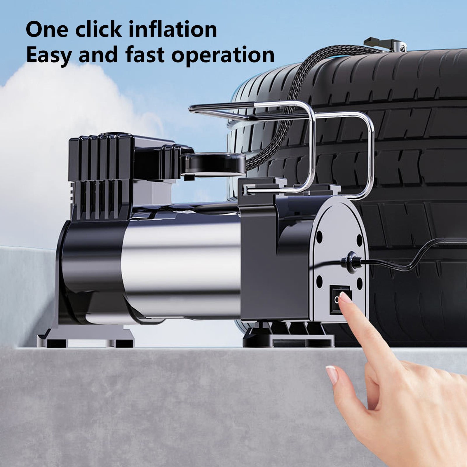 Vadktai Tire Inflator, Portable Air Compressor, Tire Air Pump for Car Tires, Car Accessories, 12V DC Auto Pump with Digital Pressure Gauge, Emergency LED Light for Bicycle, Balloons