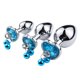 thumbnail image 1 of 3 tapones de metal azul con pequeñas campanas de juguete de estimulación sexual. TFixol Producto en vivo, 1 of 6