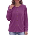 thumbnail image 3 of MOSHU Crewneck Sweatshirts for Women Decorative Buttons Long Sleeve Shirts Fashion Pullover Womens Sweatshirts Fall Tops, 3 of 11