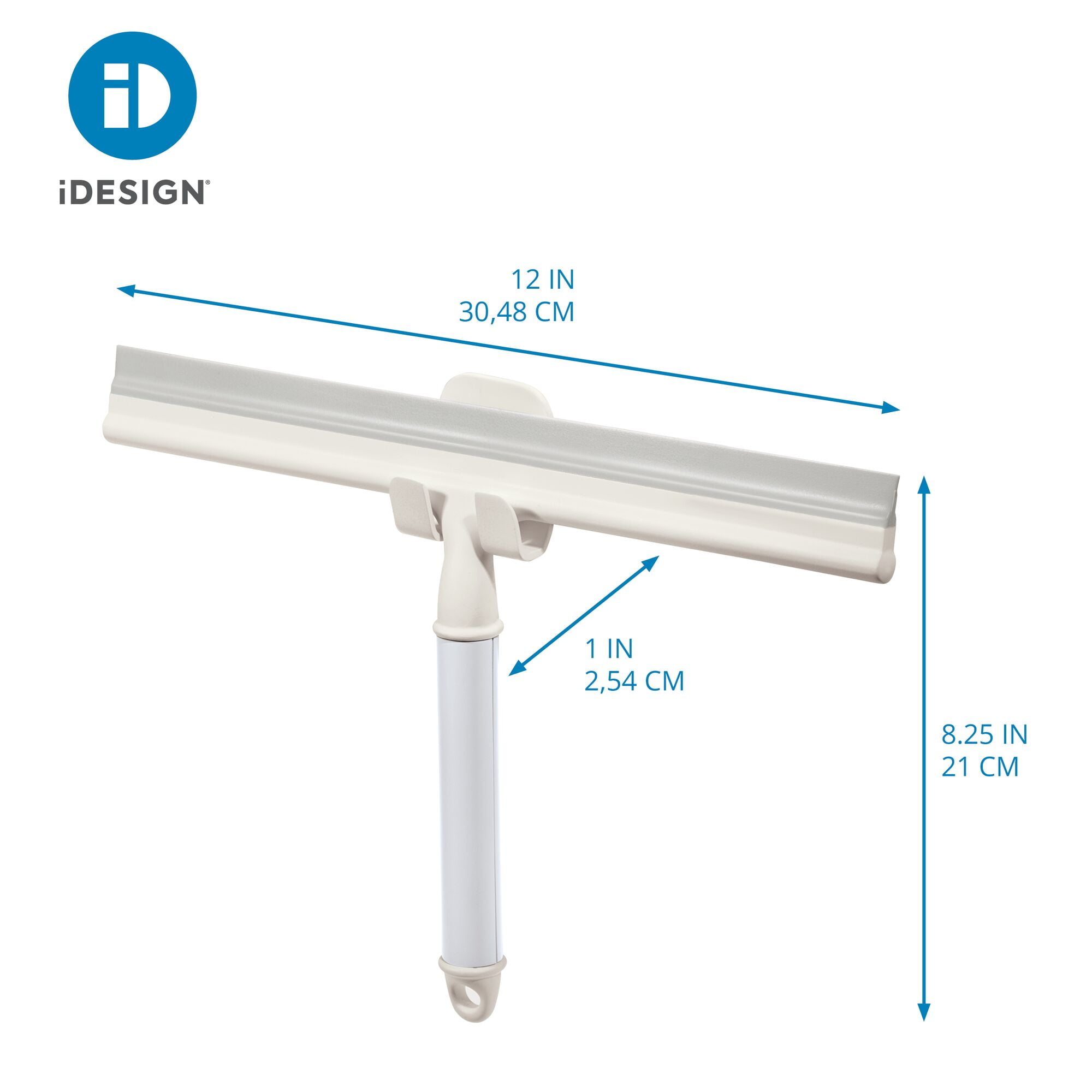 iDesign Shower Squeegee with Adhesive Hook – Orleans Collection - Coconut/White